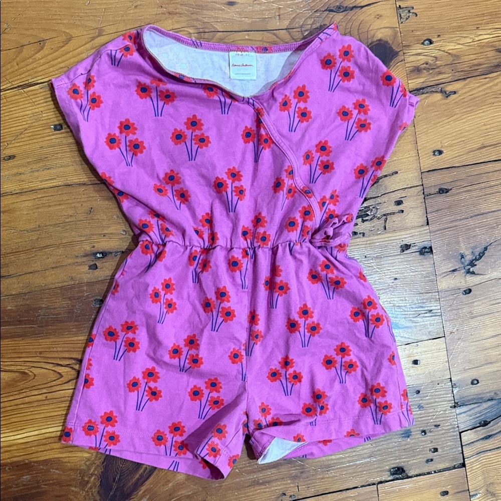Hanna Andersson Kid’s Organic Cotton Pink Floral Romper Size 5T
